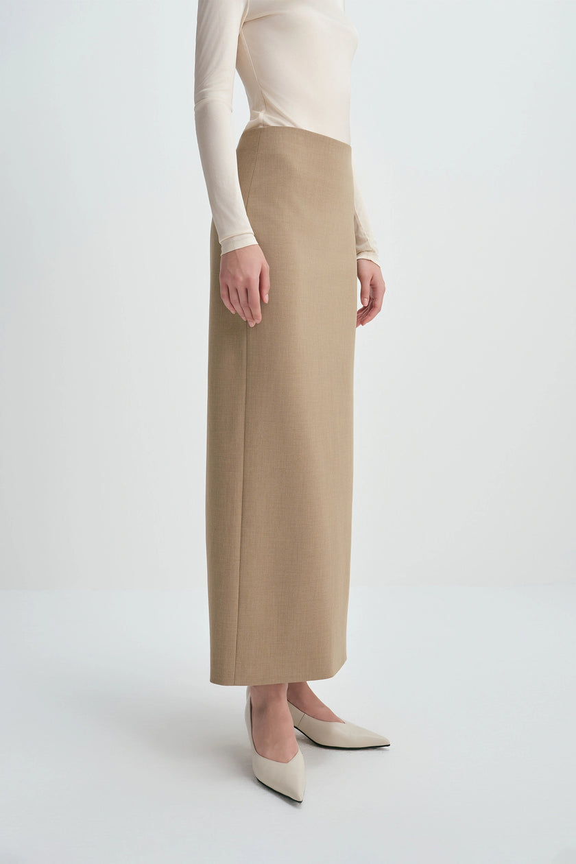 Desy Zip Slit Pencil Skirt Mocha