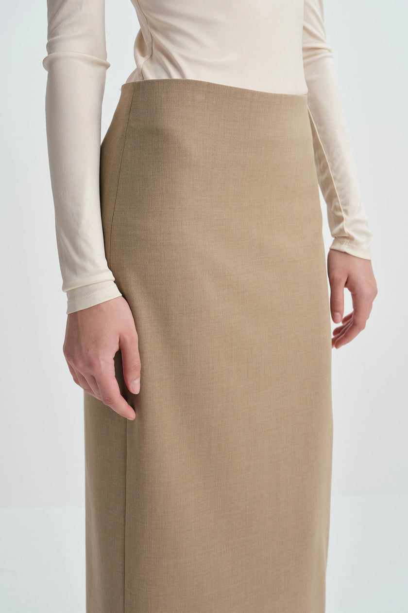 Desy Zip Slit Pencil Skirt Mocha