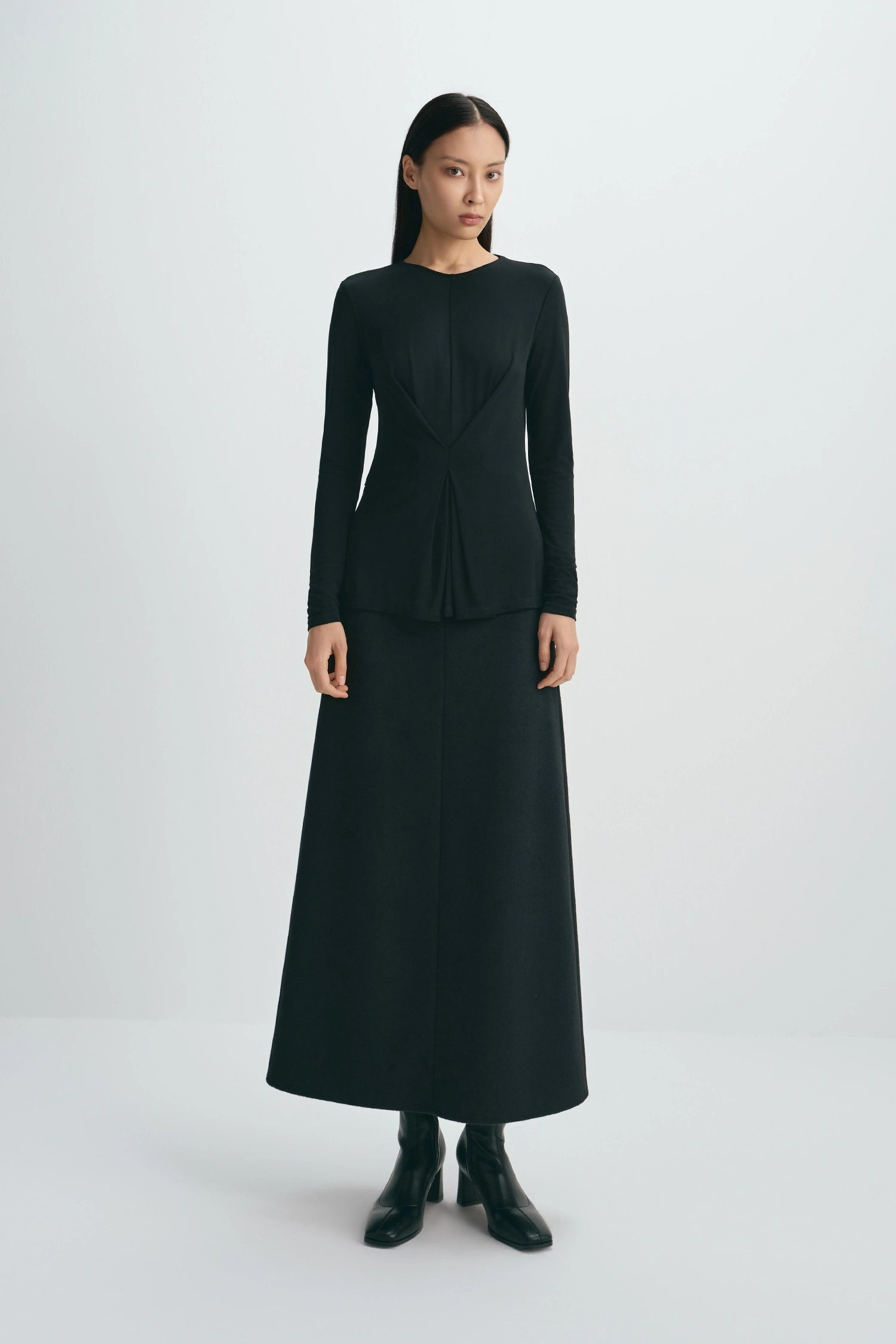 Emi Wool Blend Maxi Skirt Black