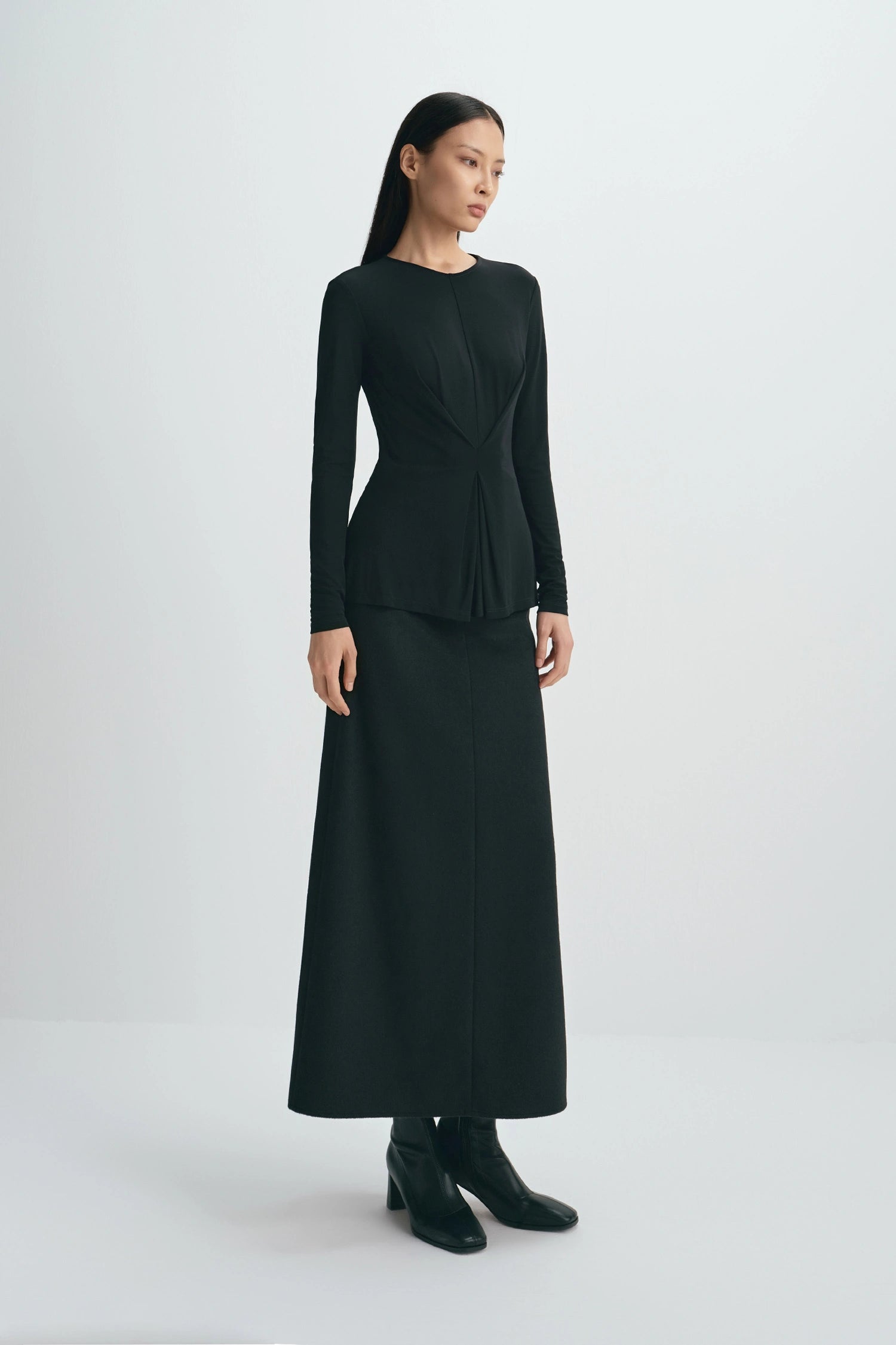 Emi Wool Blend Maxi Skirt Black