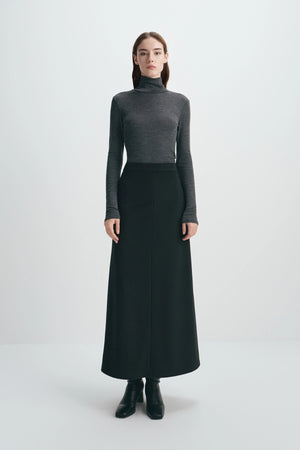Emi Wool Blend Maxi Skirt Black