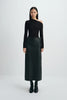 Anais Leather Midi Skirt Black