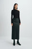 Anais Leather Midi Skirt Black