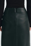 Anais Leather Midi Skirt Black
