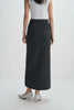 Noelia Center Slit Belted Skirt H.Charcoal