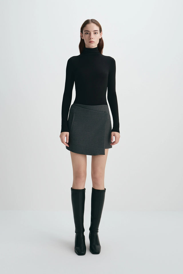Alina Asymmetric Mini Skirt H.Charcoal