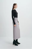 Ginny Knot Waist Midi Skirt Grey Melange