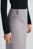 Ginny Knot Waist Midi Skirt Grey Melange
