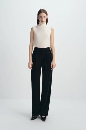 Miles Tie Belt Wide Leg Pant Black