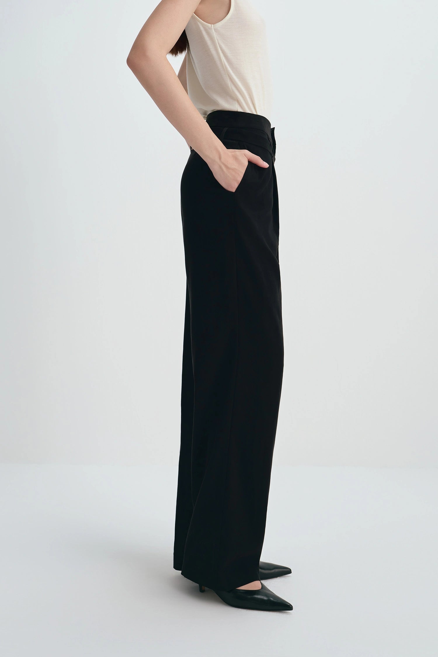 Miles Tie Belt Wide Leg Pant Black