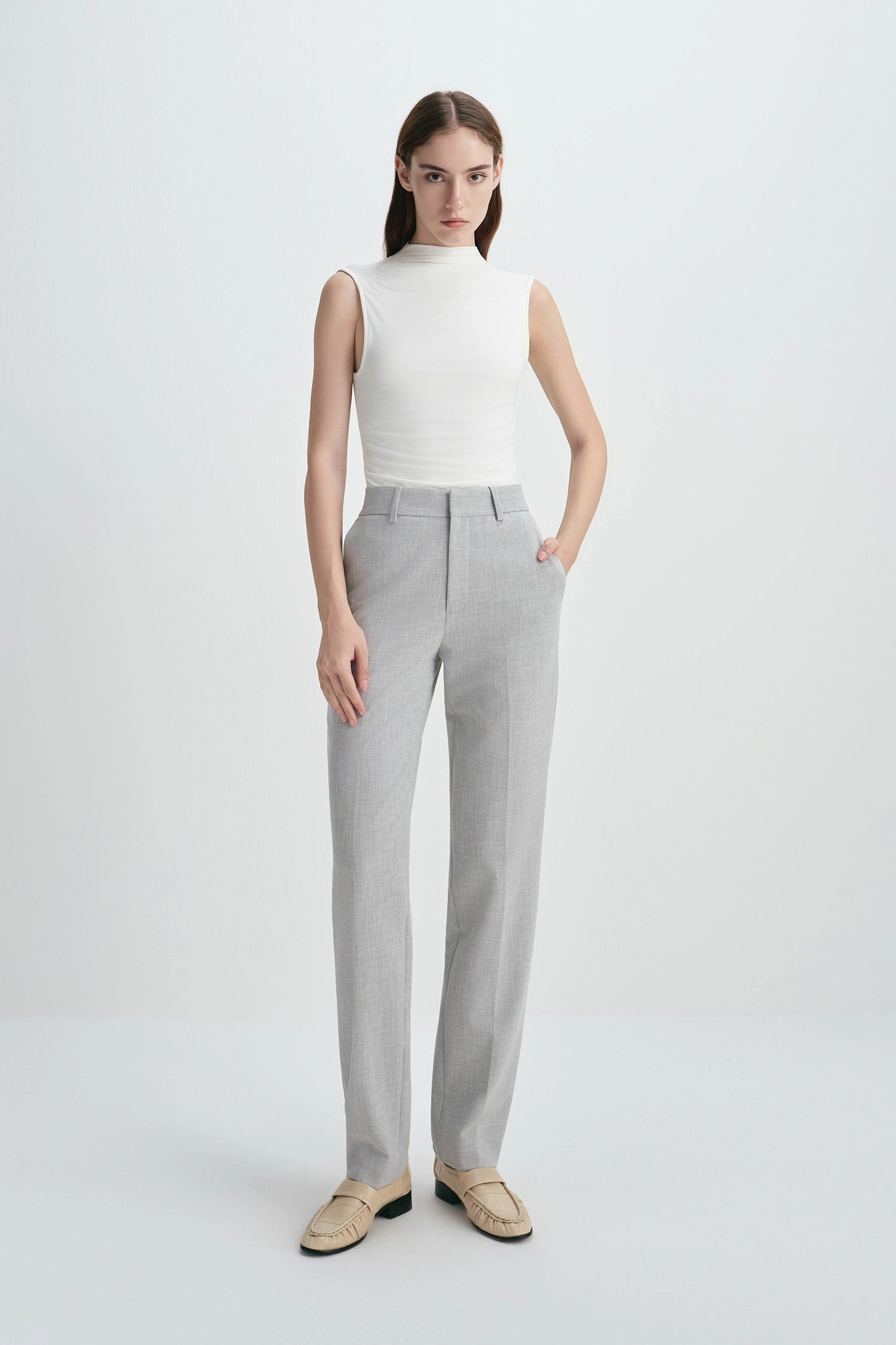 Jasper Slim Leg Pant Grey Melange