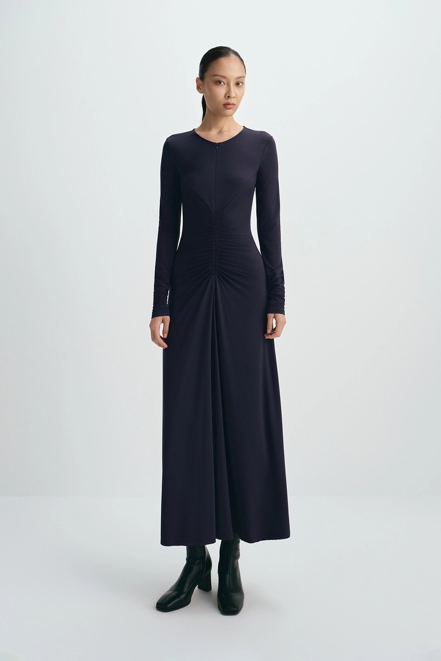 Lilia Zip-Up Dress Navy