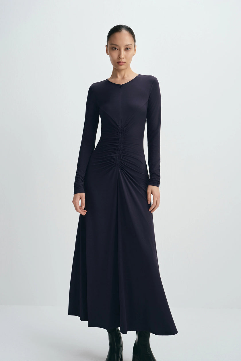 Lilia Zip-Up Dress Navy