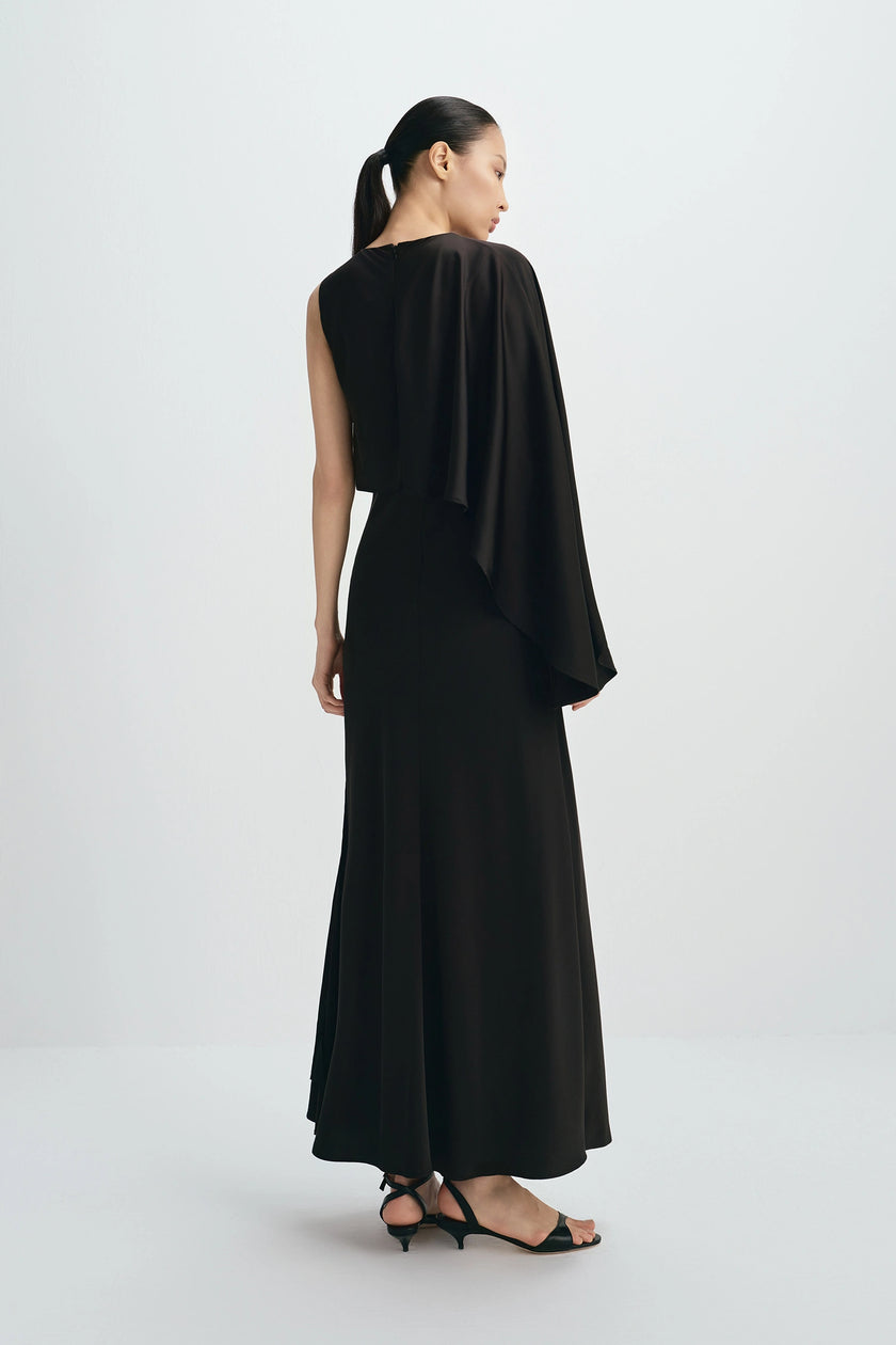 Ardea Cape Shoulder Dress Black