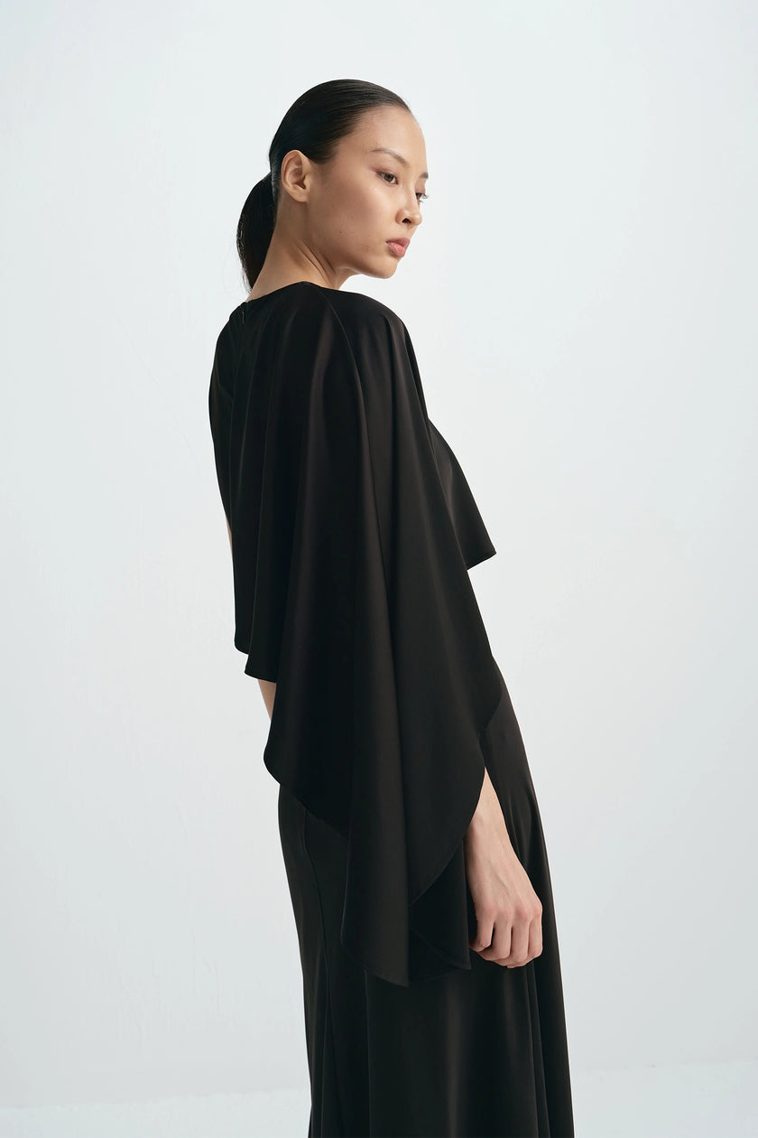 Ardea Cape Shoulder Dress Black