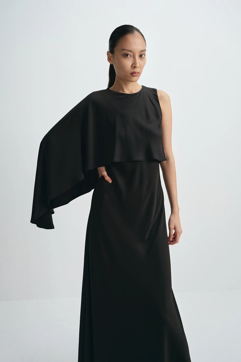 Ardea Cape Shoulder Dress Black