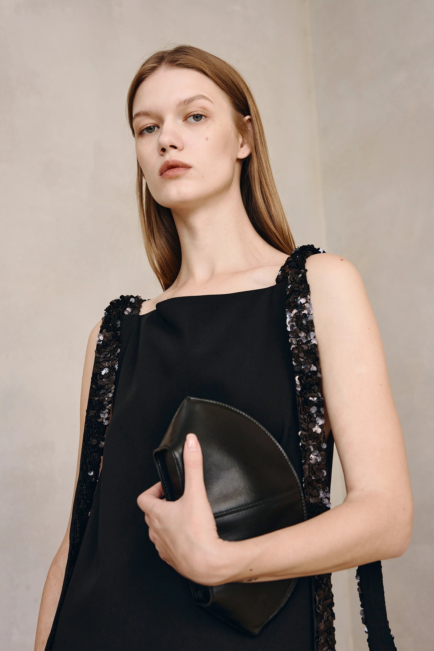 Laia Sequins Tape Tie Dress Black