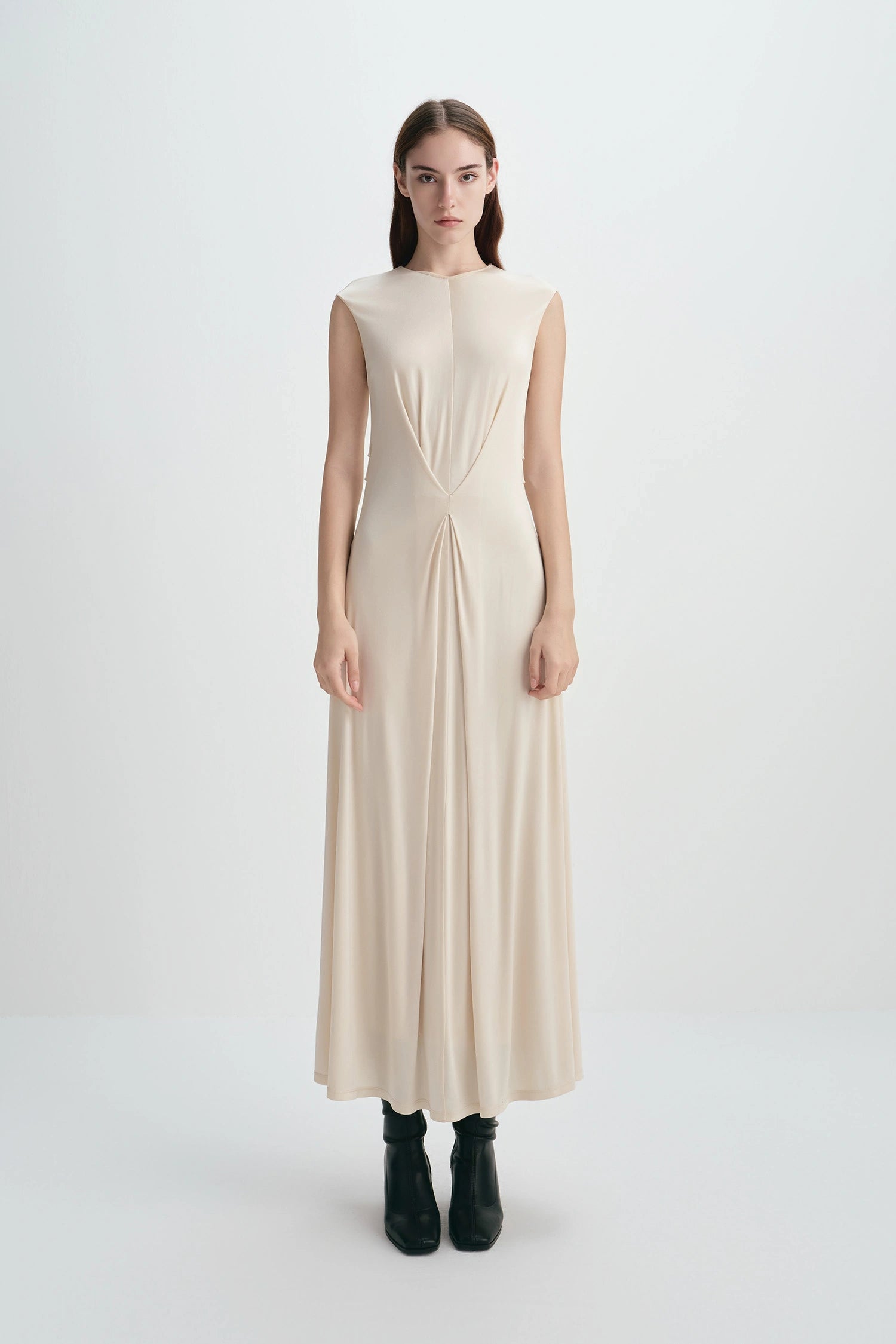 Hilda Center Pleated Dress Buttercream