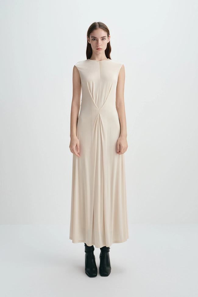 Hilda Center Pleated Dress Buttercream