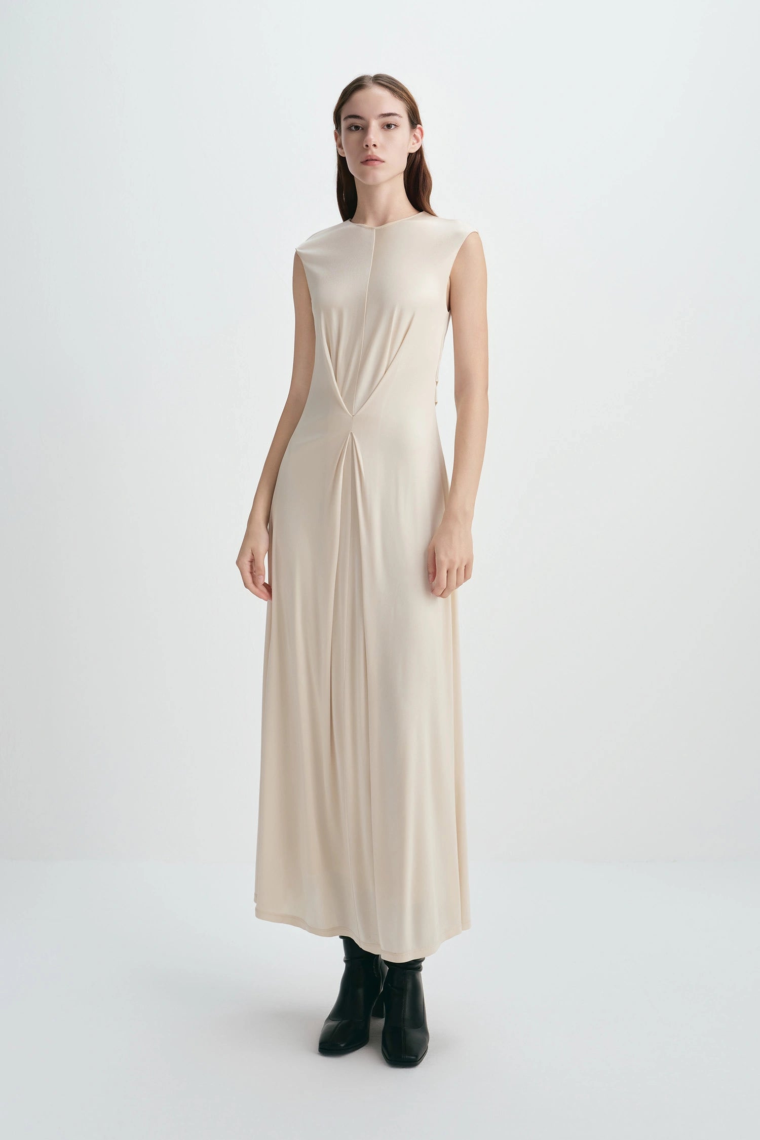 Hilda Center Pleated Dress Buttercream