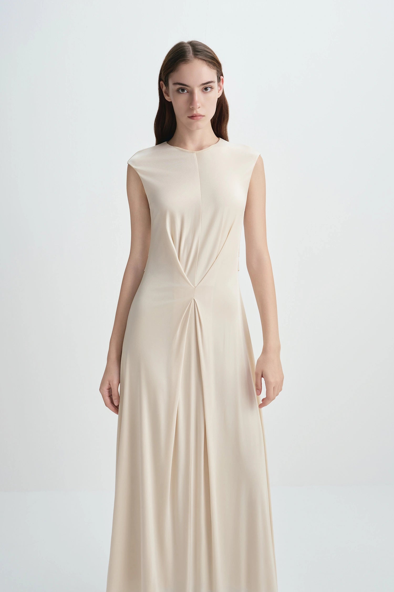 Hilda Center Pleated Dress Buttercream