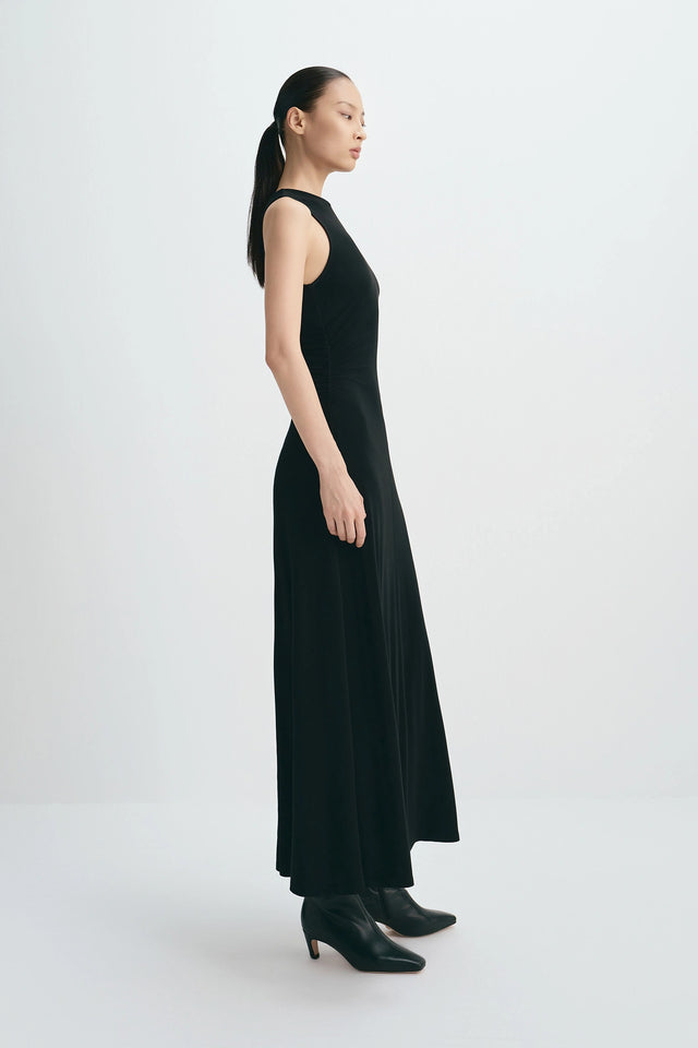 Jo Shirred Center Back Dress Black