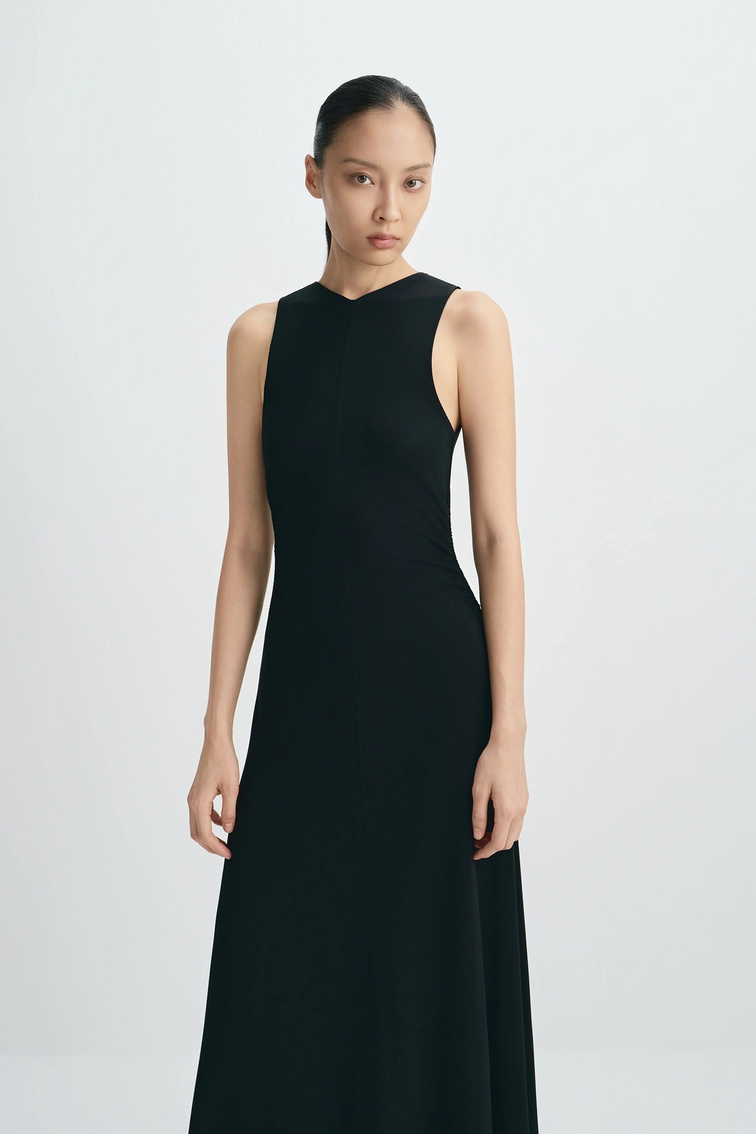 Jo Shirred Center Back Dress Black