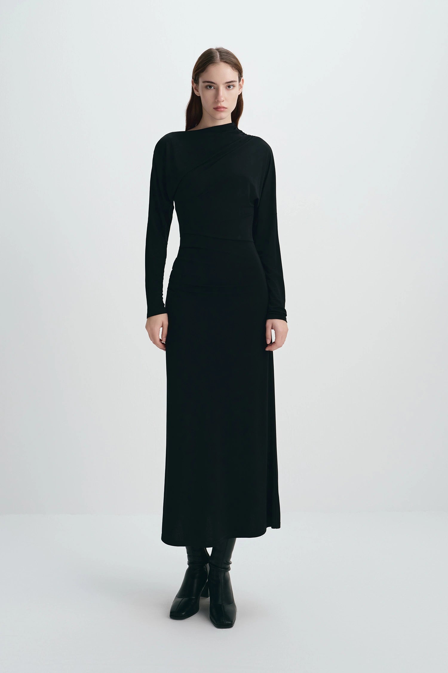 Peoria Draped Dress Black