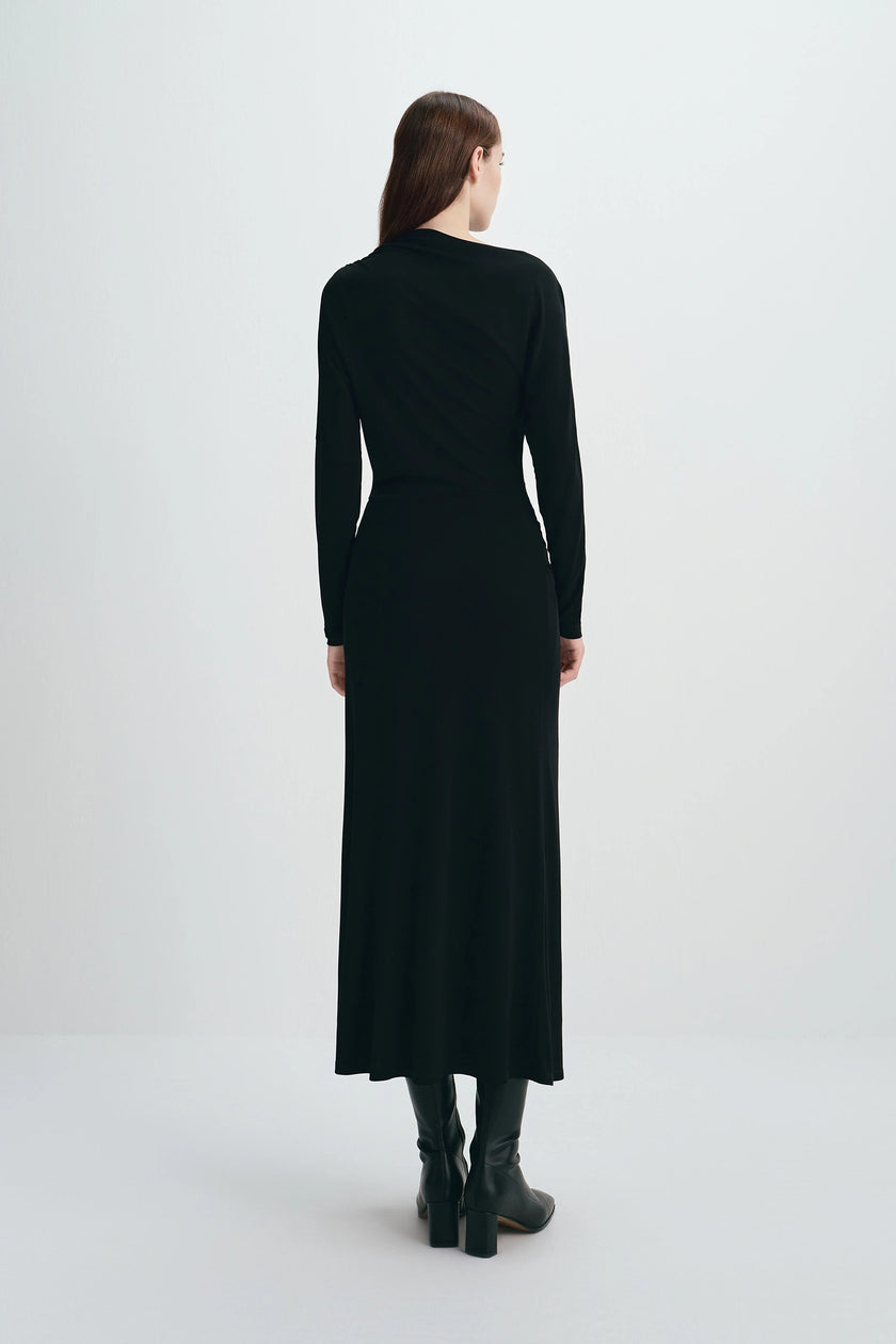 Peoria Draped Dress Black