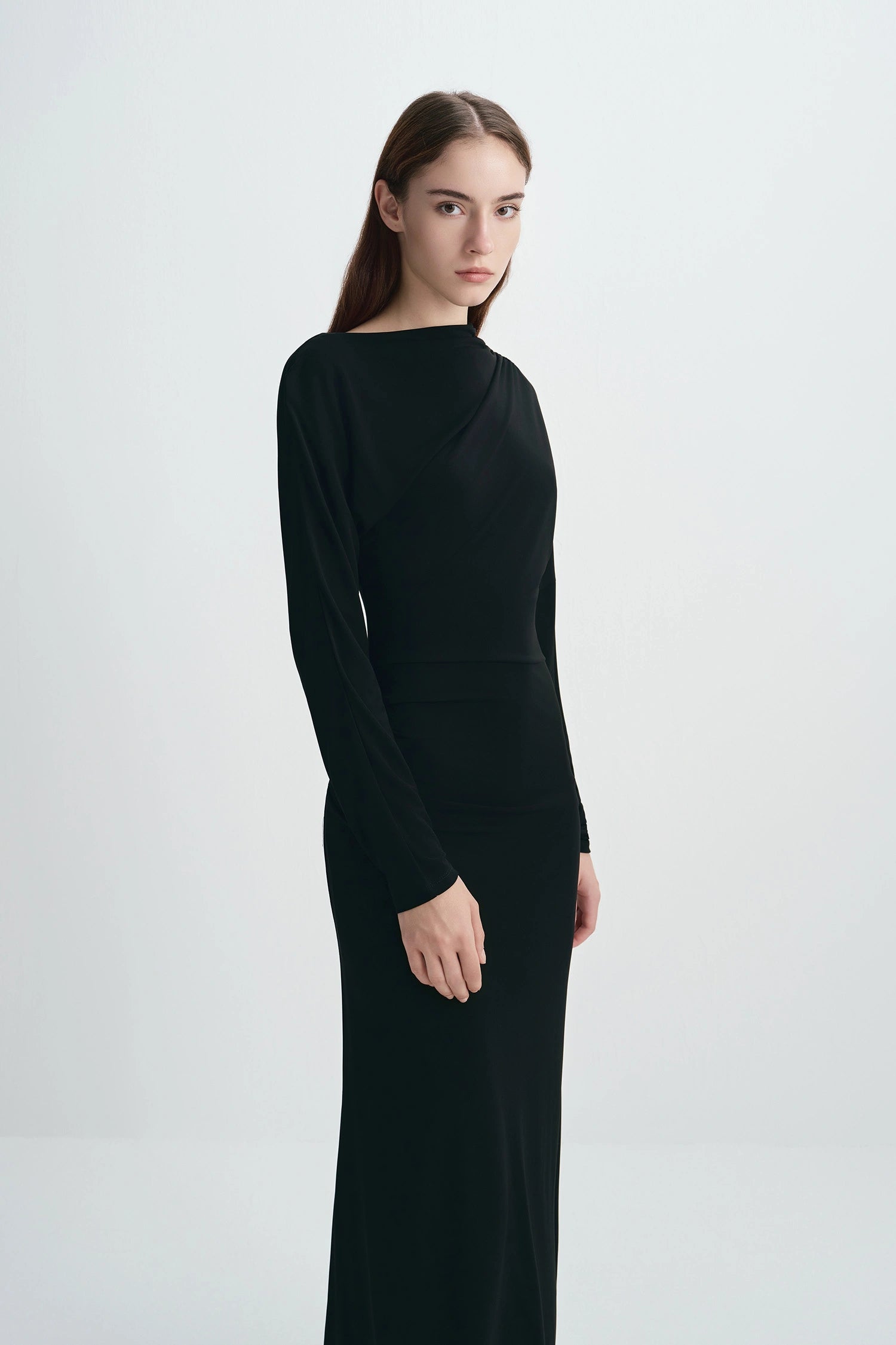 Peoria Draped Dress Black