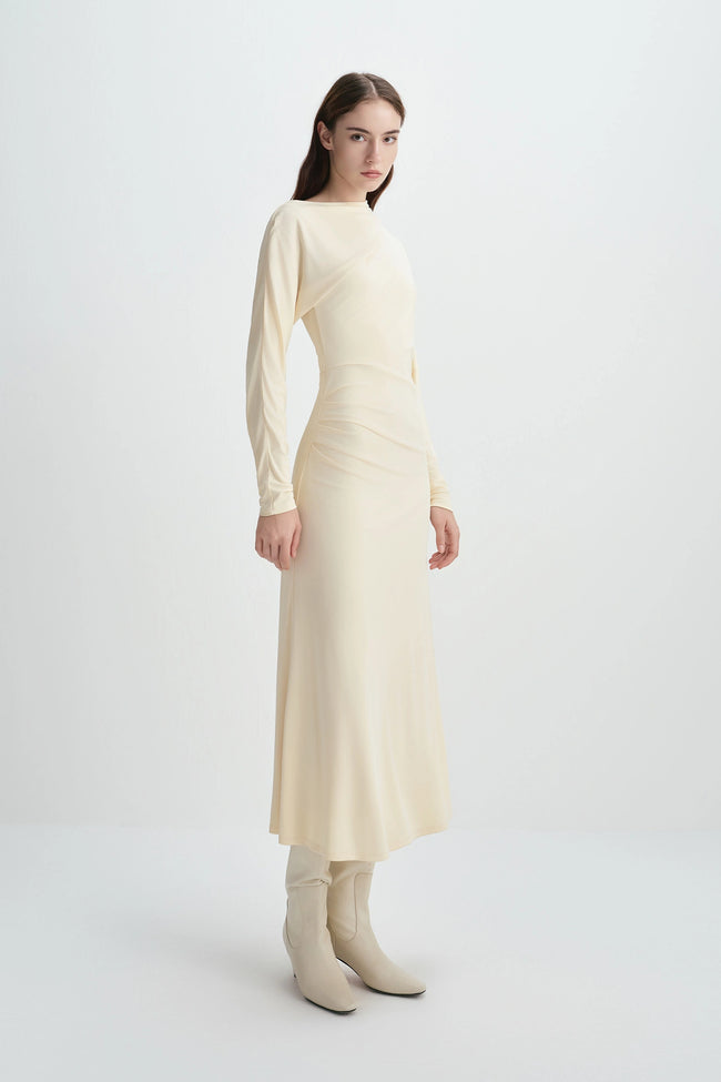 Peoria Draped Dress Buttercream