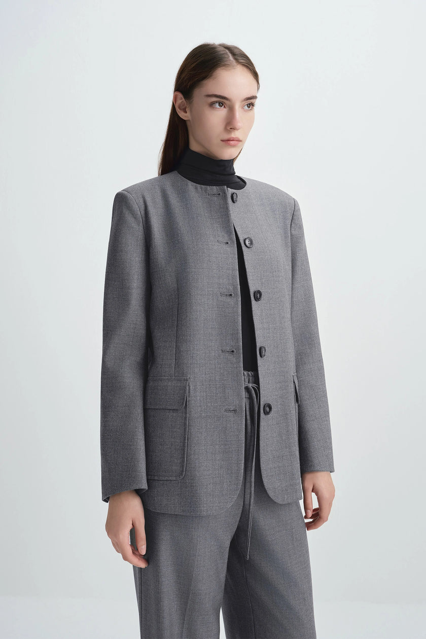 Arlin Collarless Blazer H.Grey