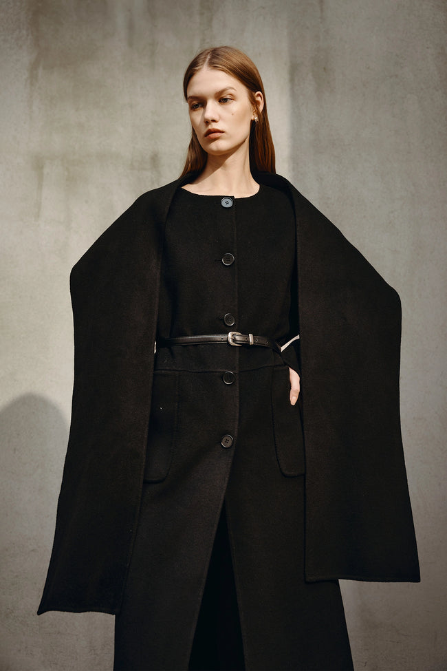 Kole Scarf Handmade Coat Black