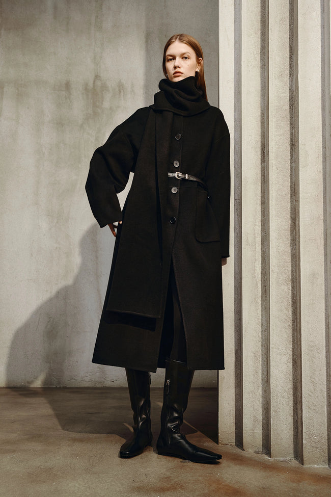 Kole Scarf Handmade Coat Black