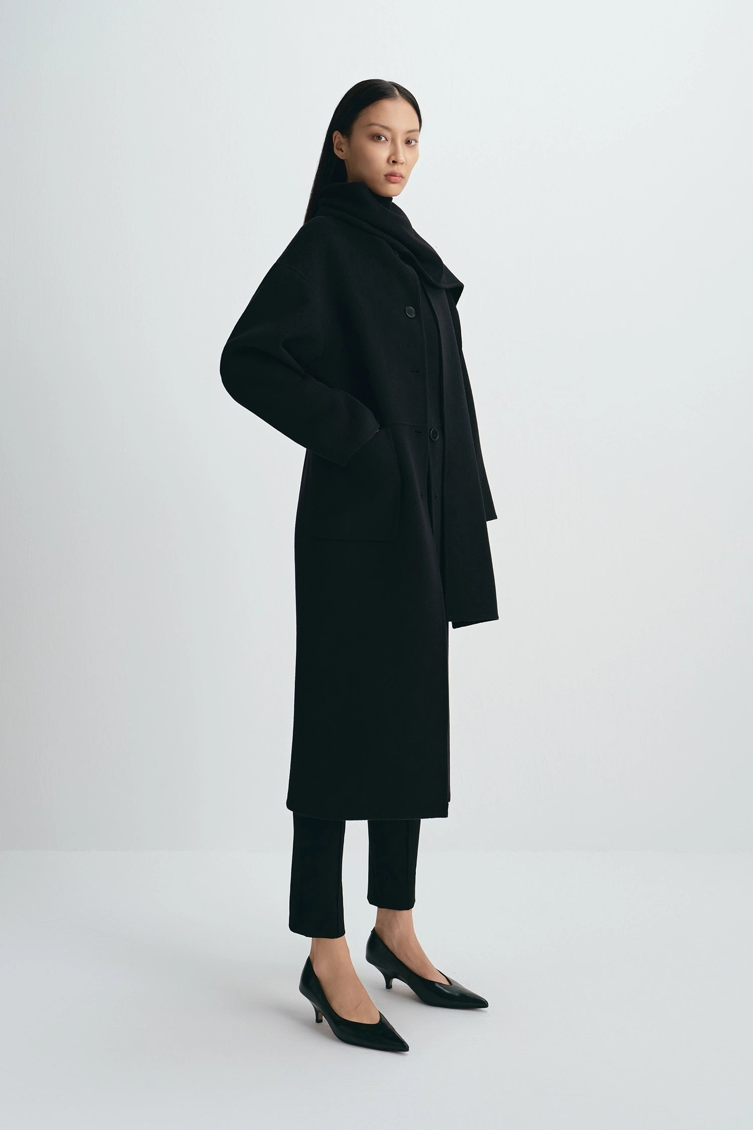 Kole Scarf Handmade Coat Black