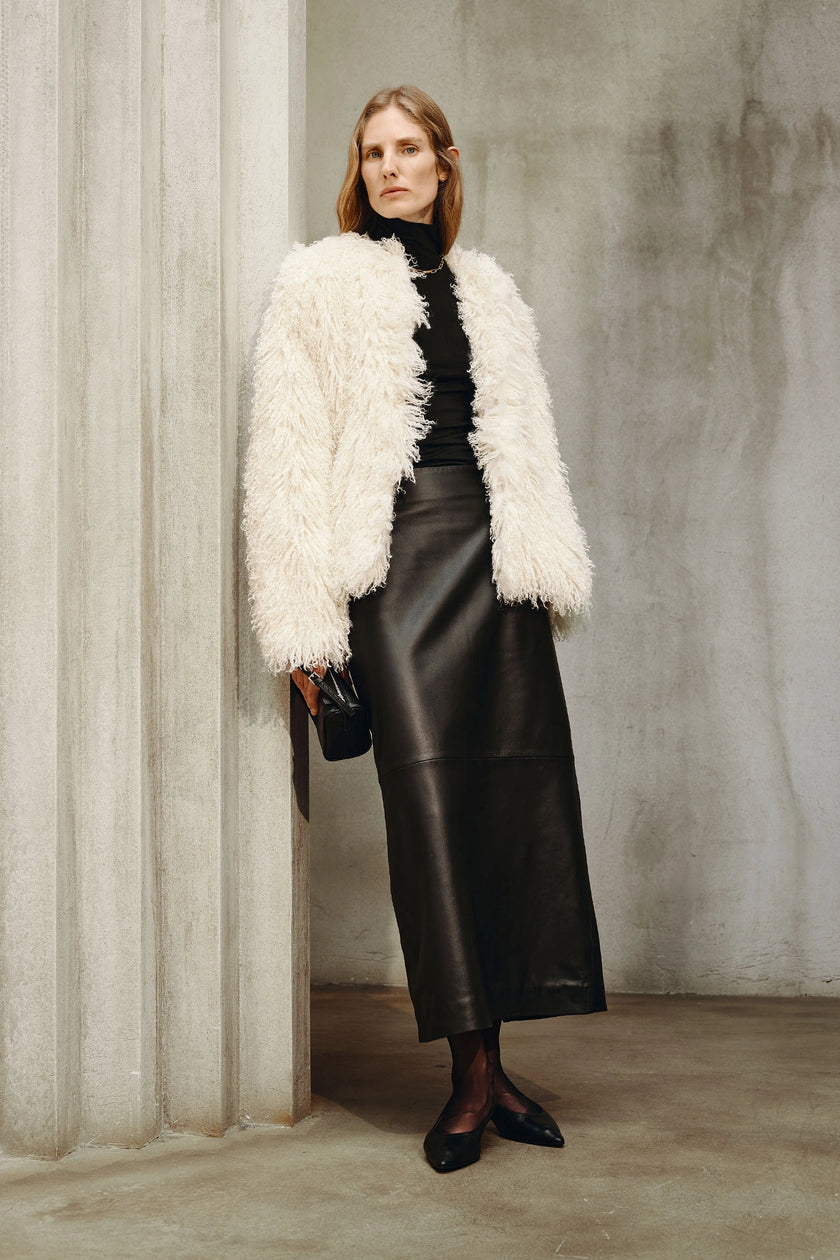 Roddie Curly Faux Fur Jacket Creme