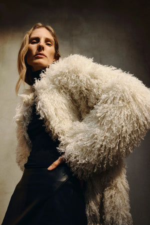 Roddie Curly Faux Fur Jacket Creme