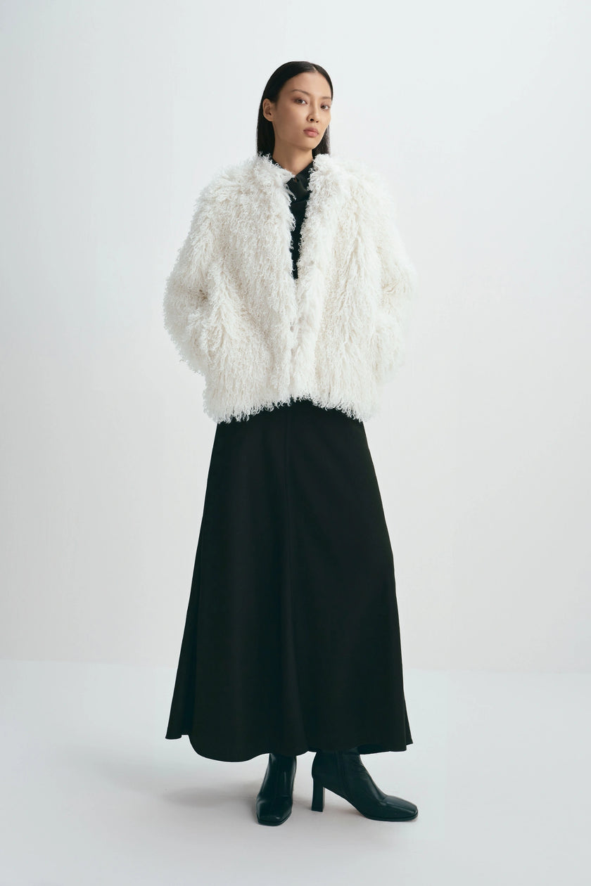 Roddie Curly Faux Fur Jacket Creme