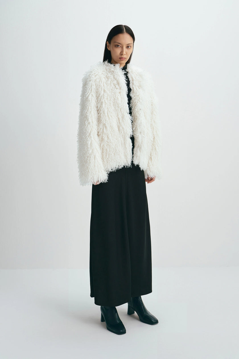 Roddie Curly Faux Fur Jacket Creme