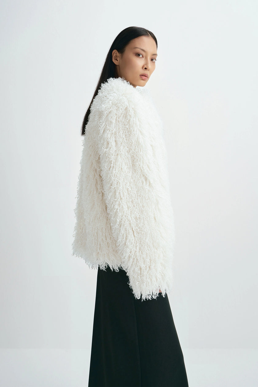 Roddie Curly Faux Fur Jacket Creme