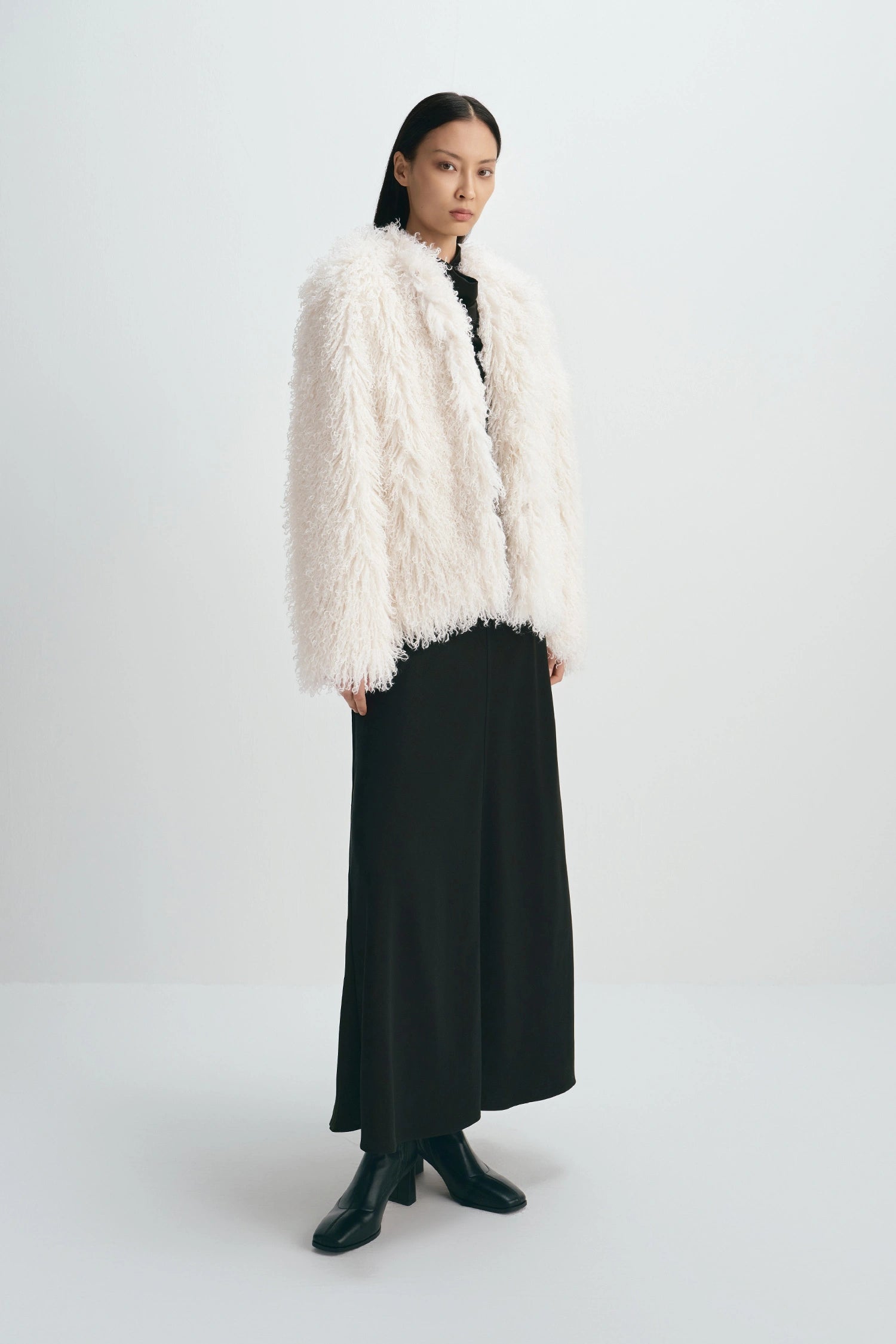 Roddie Curly Faux Fur Jacket Creme