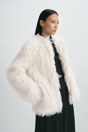 Roddie Curly Faux Fur Jacket Creme