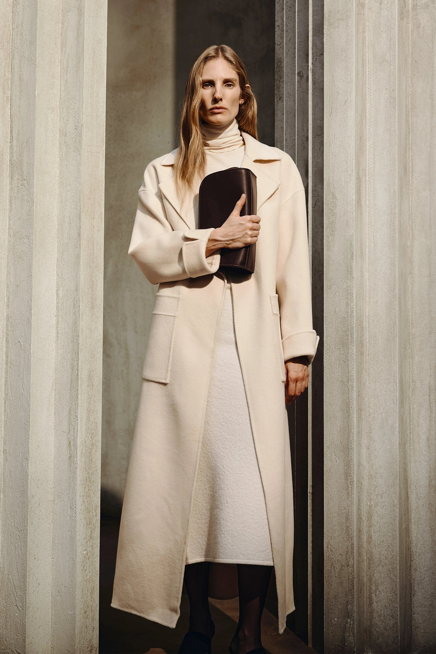 Olga Belted Handmade Coat Buttercream