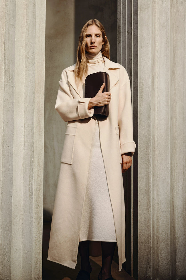 Olga Belted Handmade Coat Buttercream