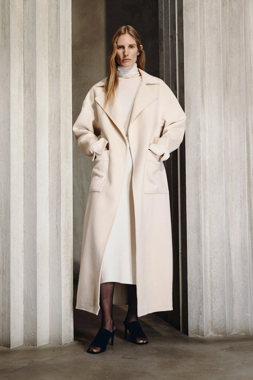 Olga Belted Handmade Coat Buttercream