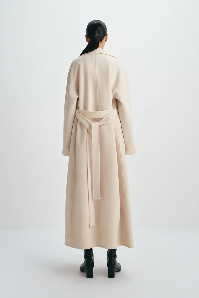 Olga Belted Handmade Coat Buttercream