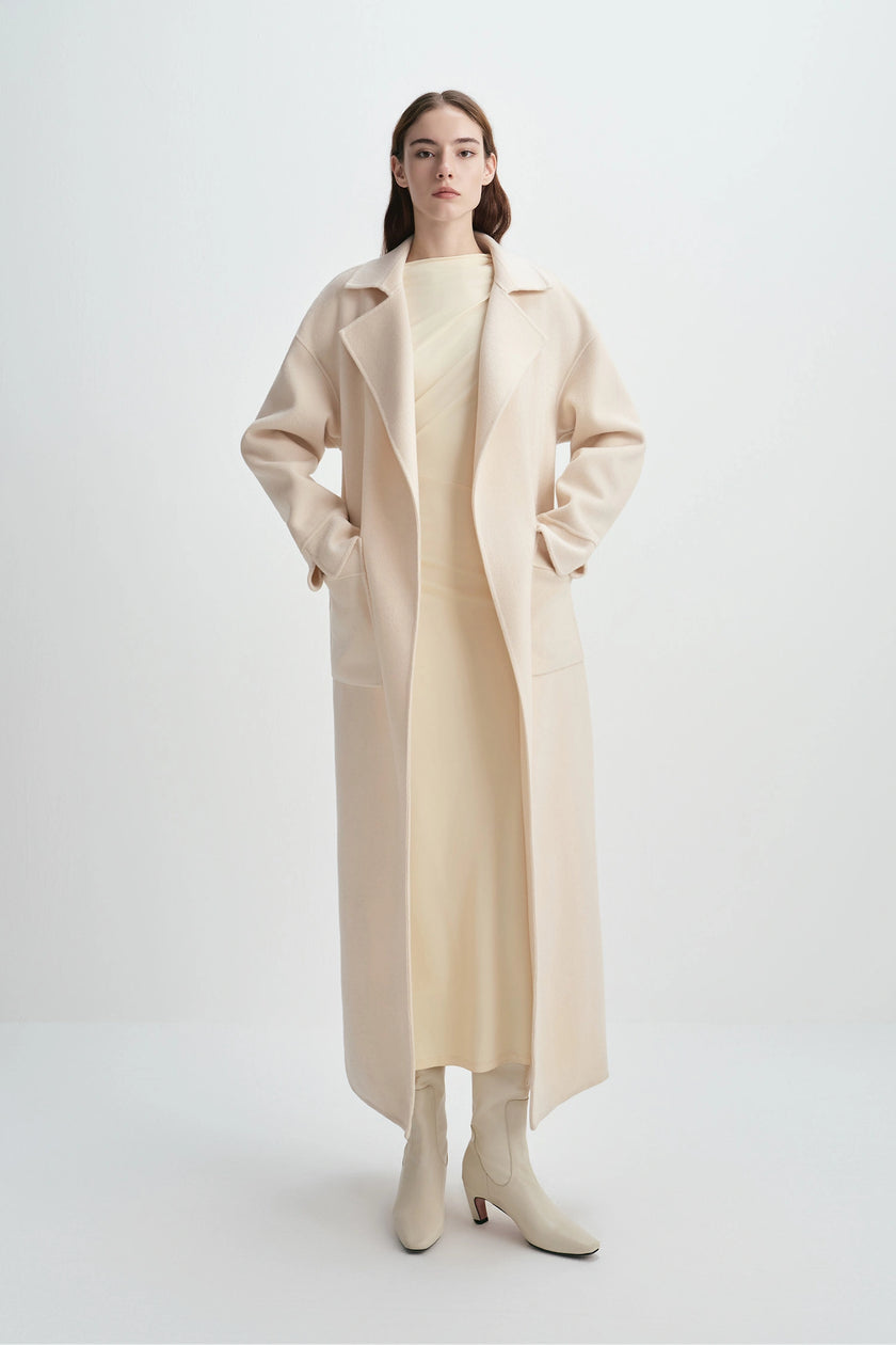 Olga Belted Handmade Coat Buttercream