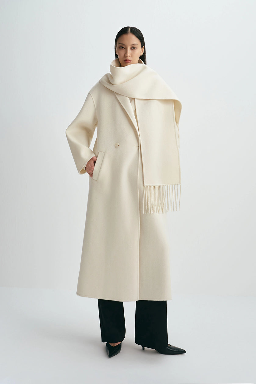 Greta Scarf Coat Creme