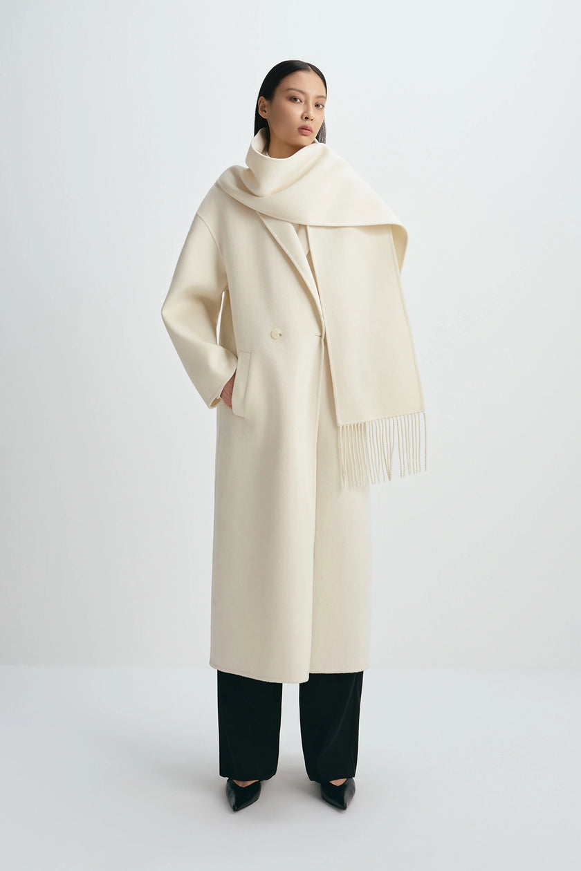 Greta Scarf Coat Creme