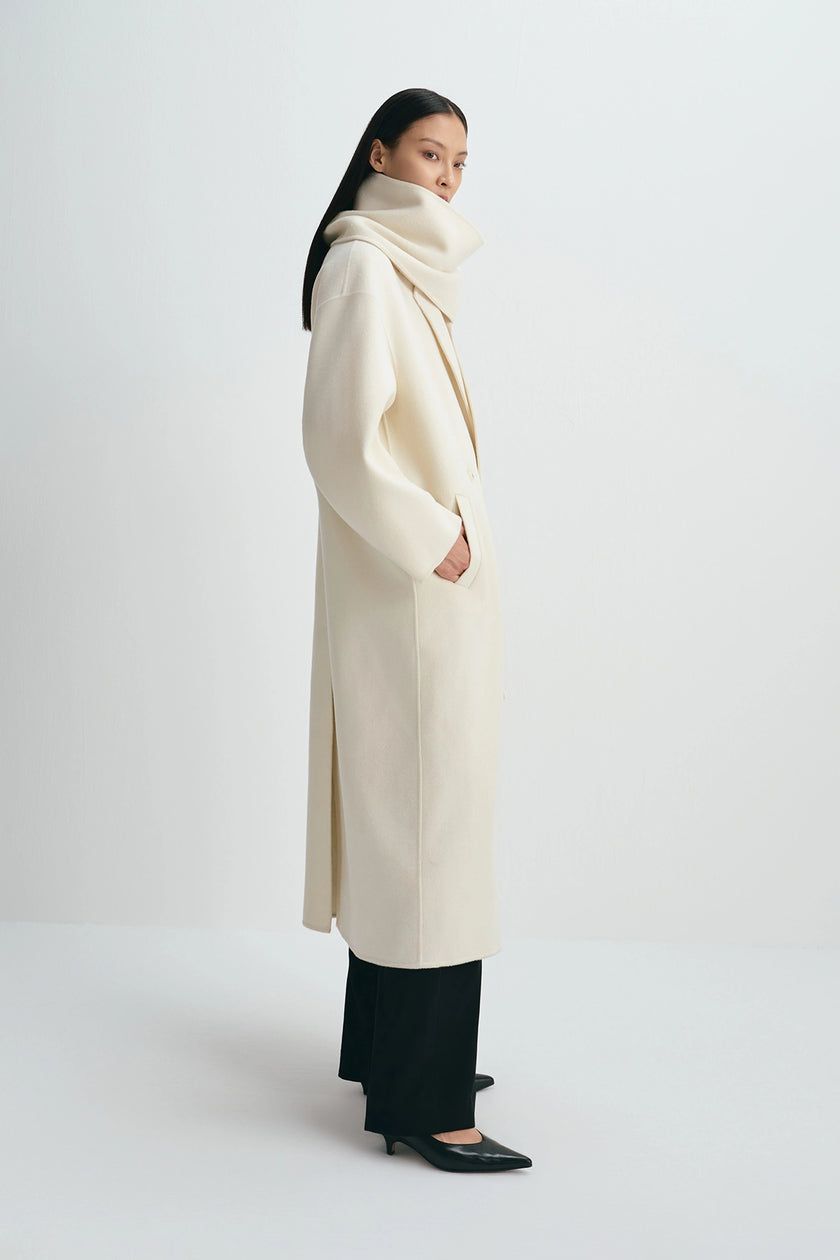Greta Scarf Coat Creme
